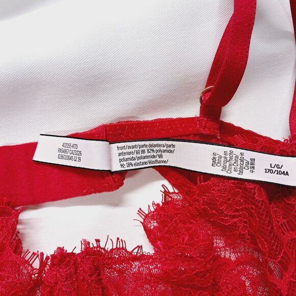 VICTORIA'S SECRET RED Lace SEXY WICKED BALCONETTE TEDDY SZ L Dream Angels - Picture 7 of 11